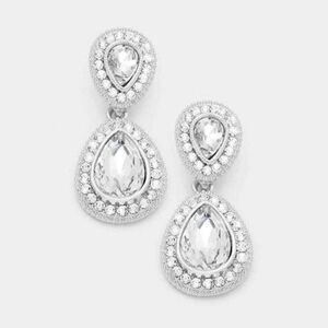 Clear Crystal Marquise Silver Dangle Earrings